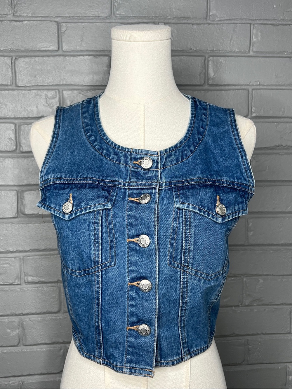 Vintage GAP Medium Blue Button-Down Denim Vest Size XS